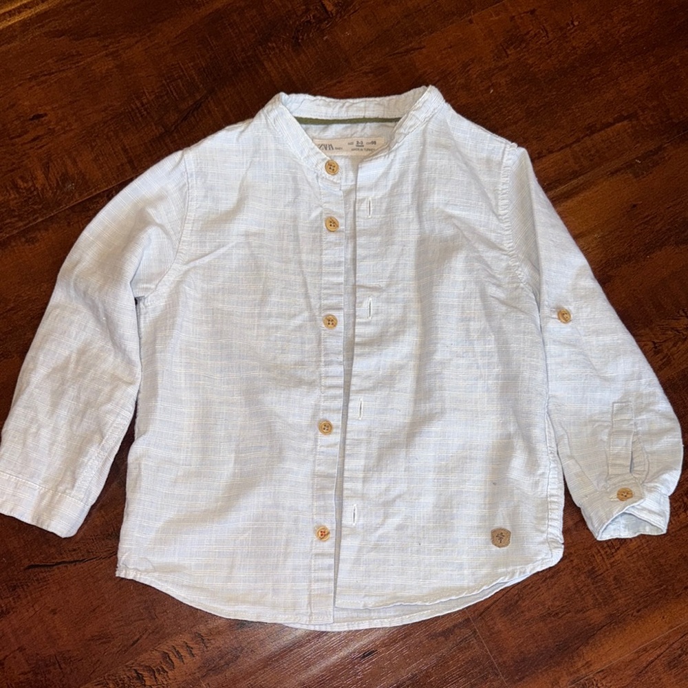 Zara baby boy Kids Button-Up Shirt light blue 2-3yrs